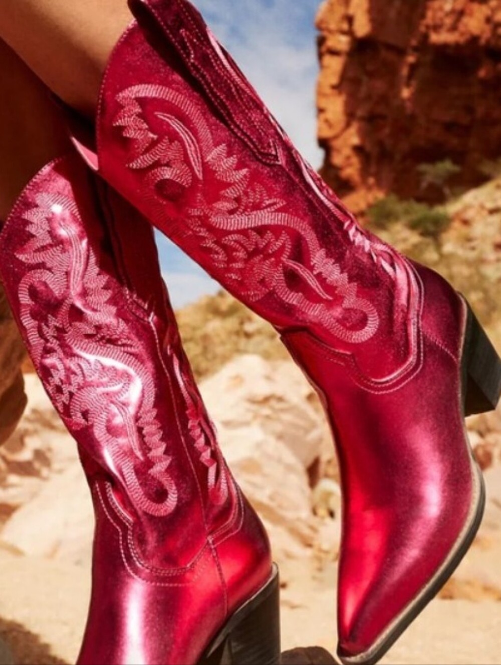 Billini Danilo Raspberry Metallic Western Boot Size 6 NEW - Picture 6 of 7